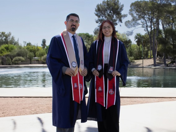 Guillermo and Yesenia Meraz in University of Arizona Graduation Gowns